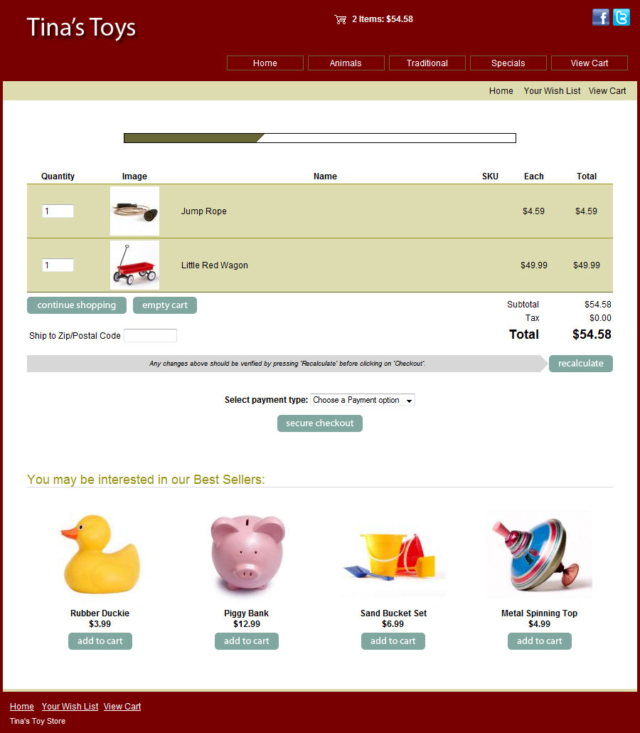 Drill Down Seasonal Cart