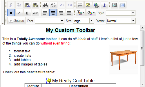 screenshot of the HTML Editor