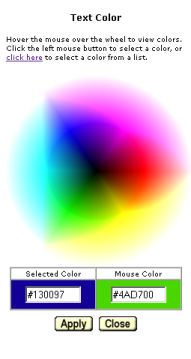 example of color wheel pop-up window