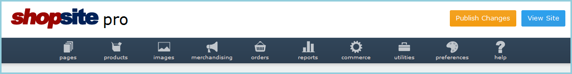 ShopSite Navbar with Publish Tab