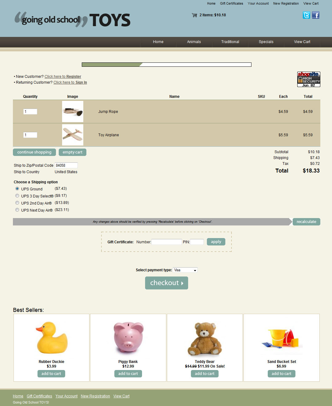 Line Sections Blue/Tan Cart